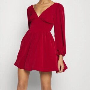 Abercrombie & Fitch Long Sleeve Corset Mini Dress Red